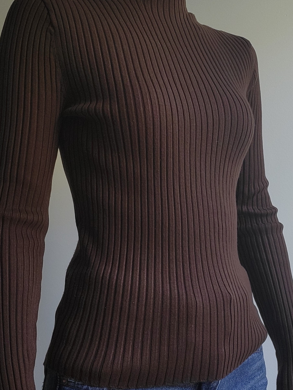 ZARA Brown Ribbed Turtleneck Sweater